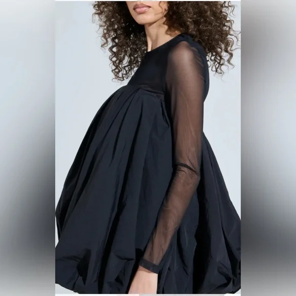 NWT AKIRA Black Sheer Sleeve Mini bubble Dress - Picture 5 of 5